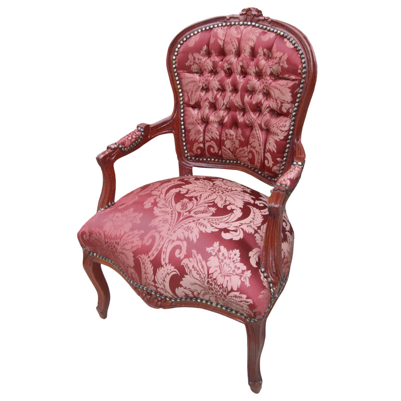 Merisier Bois Rouge : de style Louis XV satin? rouge aux motifs “Gobelins” et bois merisier Merisier Bois Rouge : de style Louis XV satin? rouge aux motifs “Gobelins” et bois merisier