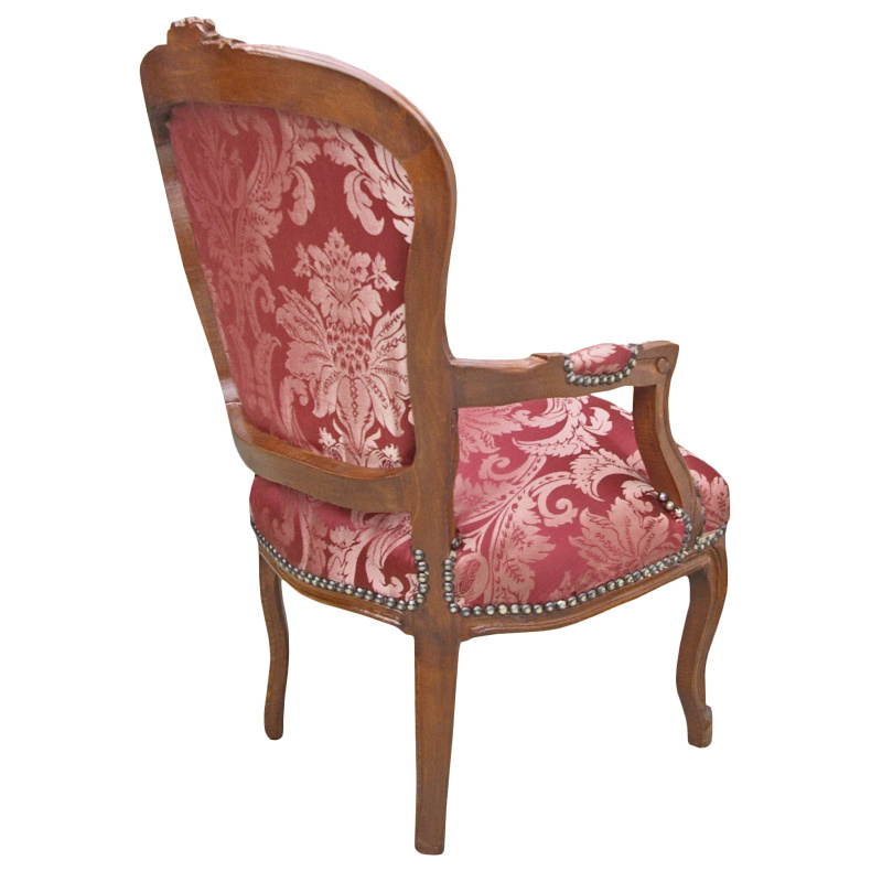 Merisier Bois Rouge : de style Louis XV satin? rouge aux motifs “Goblins” et bois merisier Merisier Bois Rouge : de style Louis XV satin? rouge aux motifs “Goblins” et bois merisier