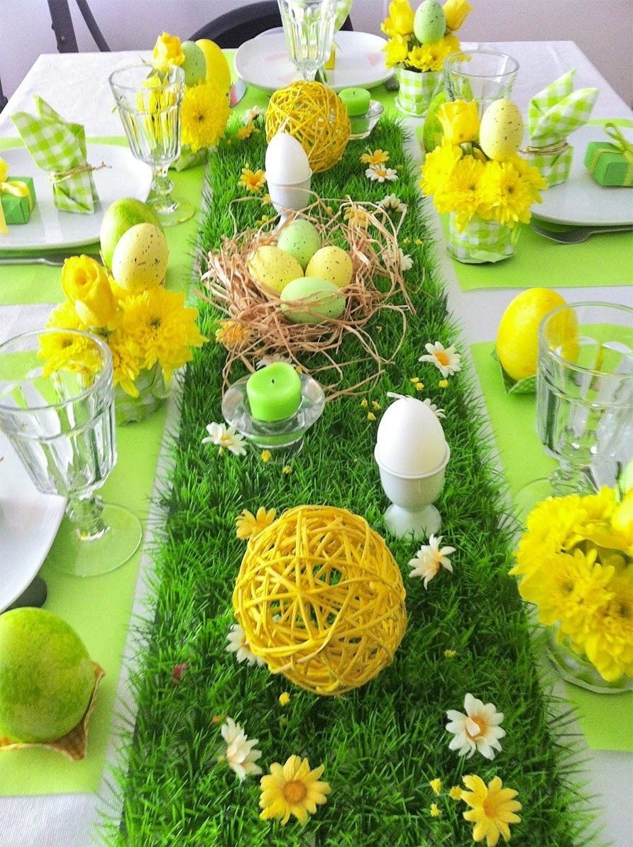 decorating an Easter table