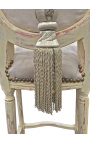 Silla de bar estilo Luis XVI con tela de terciopelo beige y madera beige