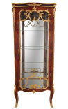Louis XV style display cabinet with marquetry and gilded bronze