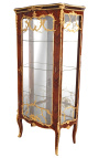 Louis XV style display cabinet with marquetry and gilded bronze