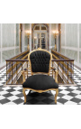 Μπαρόκ πολυθρόνα από μαύρο βελούδο στυλ Louis XV και χρυσό ξύλο
