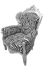 Grote fauteuil in barokstijl zebra stof en zilver hout