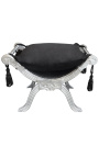 Bench (or Dagobert) black fabric and silver wood 