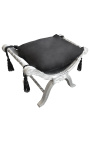 Bench (or Dagobert) black fabric and silver wood 