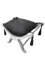 Bench (or Dagobert) black fabric and silver wood 