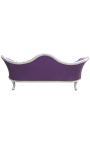 Baroque sofa Napoleon III fabric purple faux leather and silver wood