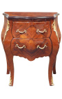 Marquetry bedside dresser 2 drawers with gilded bronzes