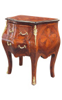 Marquetry bedside chest of drawers 2 drawers with gilded bronzes