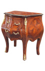 Marquetry bedside dresser 2 drawers with gilded bronzes