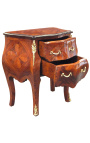 Marquetry bedside dresser 2 drawers with gilded bronzes