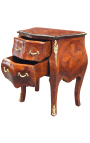 Marquetry bedside dresser 2 drawers with gilded bronzes