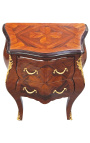 Marquetry bedside dresser 2 drawers with gilded bronzes