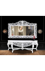 Enorme miroir de style baroque en bois laqué blanc - 10