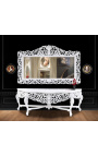 Ogromno baročno ogledalo iz lakiranega belega lesa 