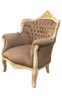 Armchair "hercegnő" Baroque stílus taupe bársony és bézs fából