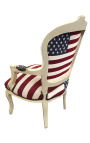 "American Flag" barokk lenestol av Louis XV stil og beige tre - 7