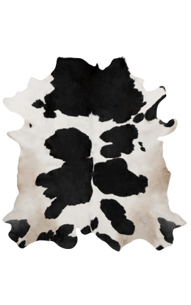 Črno-bela preproga iz kravjega usnja