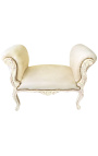 Barroco Louis XV bench beige tela y beige madera patinada