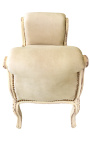 Barokk Louis XV benk beige stoff og beige patinert tre