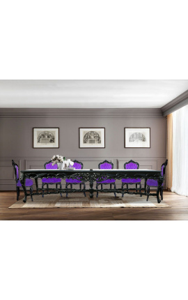 Barokkityylinen rokokootyylinen tuoli violetti sametti ja musta puu