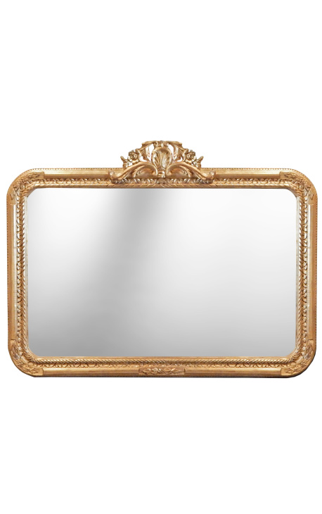 Grand miroir rectangulaire baroque de style Louis XV Rocaille