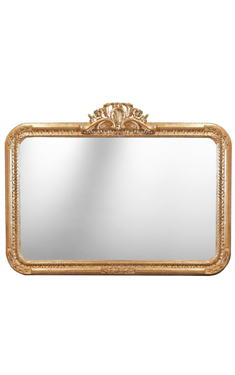 Grande espelho retangular barroco em estilo Louis XV Rocaille - 1