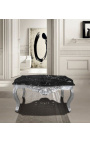 Coffee table baroque style silvered wood with black marble top