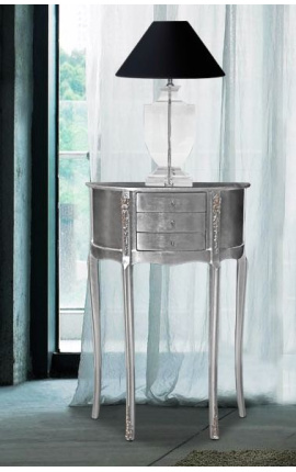 Noční stolek (bedside) půlkulatý styl Louis XVI stříbrný
