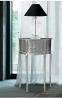 Noční stolek (bedside) půlkulatý styl Louis XVI stříbrný