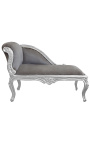 Louis XV chaise longue gris tela y madera de plata