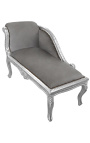 Louis XV Chae Longue harmaa kangas ja hopea puu - 15