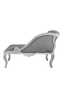 Louis XV chaise longue szürke szövet és ezüst fa - 17