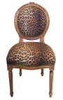 Silla de estilo Luis XVI tela leopardo y madera cruda