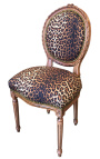 Louis XVI-stijl stoel luipaardstof en ruw hout