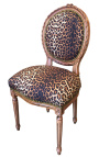 Silla de estilo Luis XVI tela leopardo y madera cruda