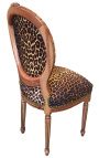 Cadira estil Lluís XVI de tela lleopard i fusta natural