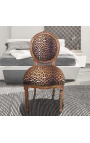 Cadira estil Lluís XVI de tela lleopard i fusta natural