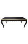 Mesa de comedor barroca madera lacada negra y borde dorado