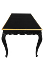 Baročna jedilna miza črno lakiran les in zlat rob