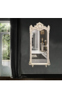 Wielkie barokowe prostokątne lustro w beżowej patynie