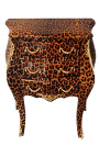 Natbord (sengen) barok leopard med forgyldt bronze og 3 skuffer