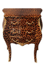 Nightstand (Bedside) baroque leopard with gilded bronze and 3 drawers