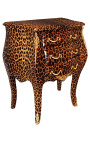 Natbord (sengen) barok leopard med forgyldt bronze og 3 skuffer