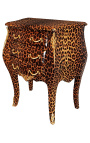 Criado-mudo (cabeceira) cômoda leopardo barroco com bronzes dourados e 3 gavetas