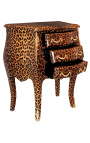 Natbord (sengen) barok leopard med forgyldt bronze og 3 skuffer