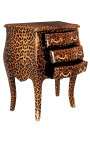 Nattduksbord (Sängbord) barockleopard med förgylld brons och 3 lådor