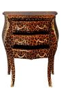 Natbord (sengen) barok leopard med forgyldt bronze og 3 skuffer