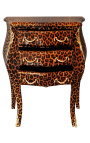 Table de nuit (chevet) commode baroque léopard avec bronzes dorés et 3 tiroirs